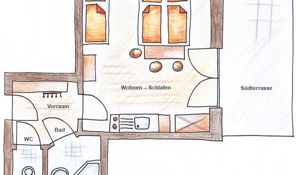 Apartmajska hiša Vital Schladming - SKIFUN - tloris apartmaja za 3 osebe