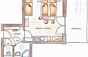 Apartmajska hiša Vital Schladming - SKIFUN - tloris apartmaja za 3 osebe