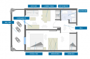 Residence Palace - Sestriere - SKIFUN - primer razporeditve prostorov